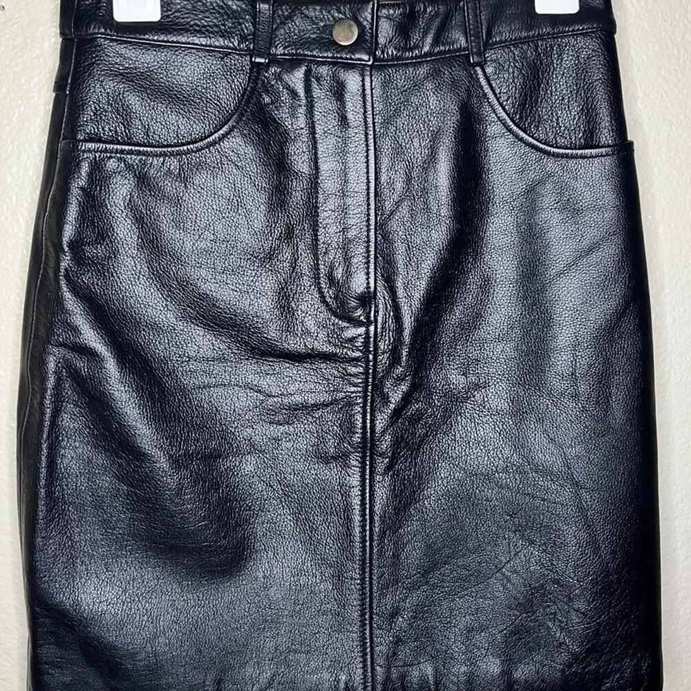 Vintage Black Leather Mini Skirt – First Leather Gear (Size 6)